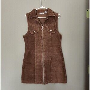 J.L.N.Y. Vintage Brown Corduroy Sleevelss Zipper Dress, Medium